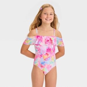 Girls Cat & Jack Flower Daydream One Piece Swimsuit, Size 6/7